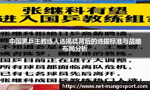 中国男乒主教练人选揭晓背后的选拔标准与战略布局分析