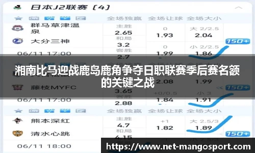 湘南比马迎战鹿岛鹿角争夺日职联赛季后赛名额的关键之战